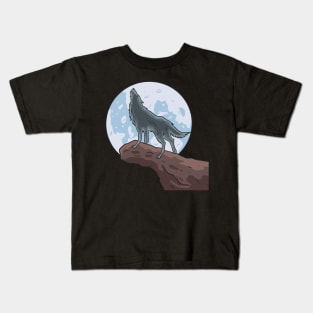 Wolf Howling At The Moon Wolves Kids T-Shirt